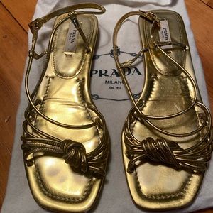 Authentic Gold Prada Sandals